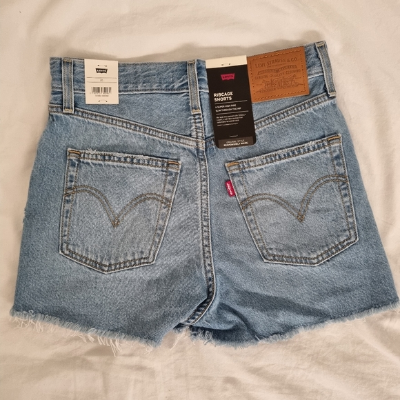 Levi's Ribcage Short Frost Blue Denim Shorts - Picture 6 of 12